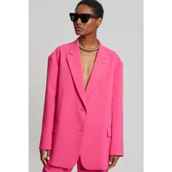 The Frankie Shop Bea Oversized‎ Blazer in Fuschia Hot Pink XXS - Picture 3 of 13